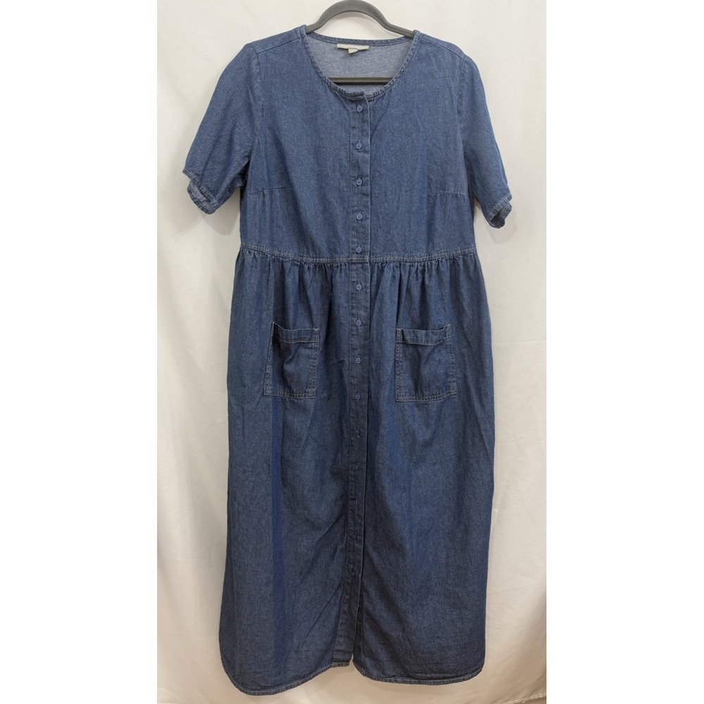 Woman Within House Dress Shirtdress Jean Denim Chambray Midi Modest Womens 14W